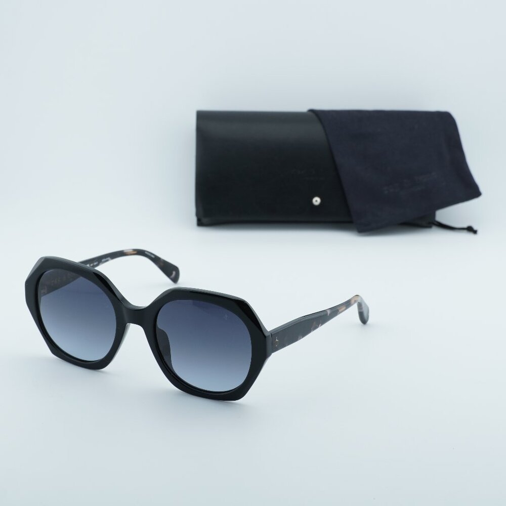 Rag & Bone RNB1078/S 0807 9O Geometric Sunglasses - Black/Dark Havana/Grey